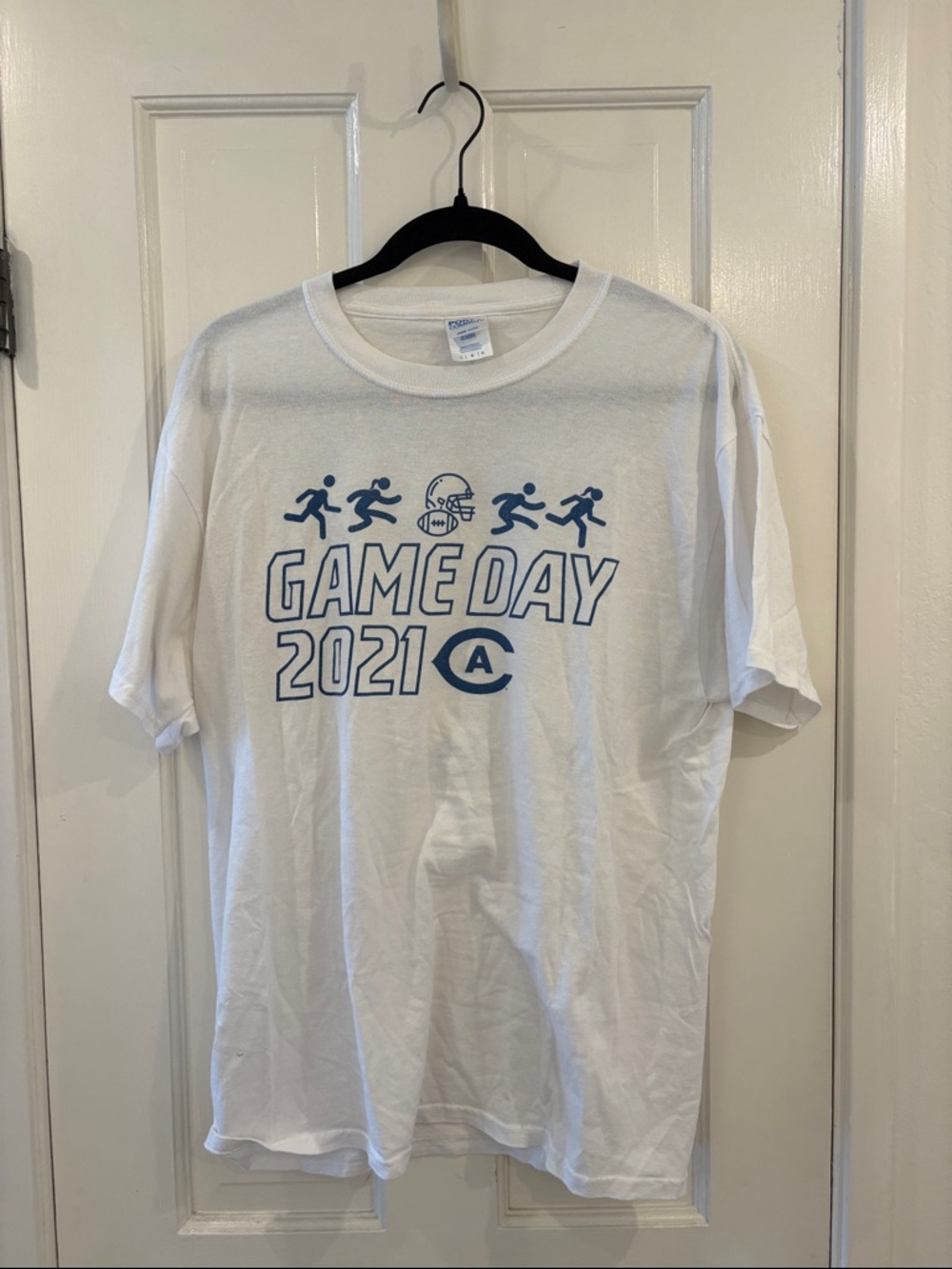 UC Davis White Game Day 2021 T-Shirt with Blue Print